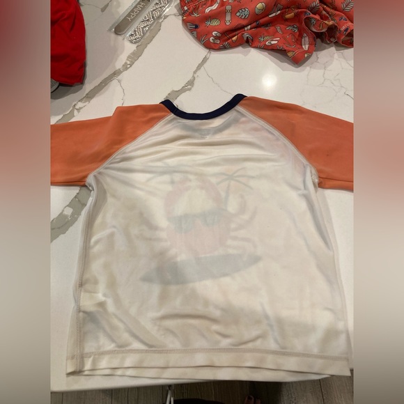 Toddler boy old navy rash guard swim trunks orange white surfer crab beach set - Picture 8 of 13